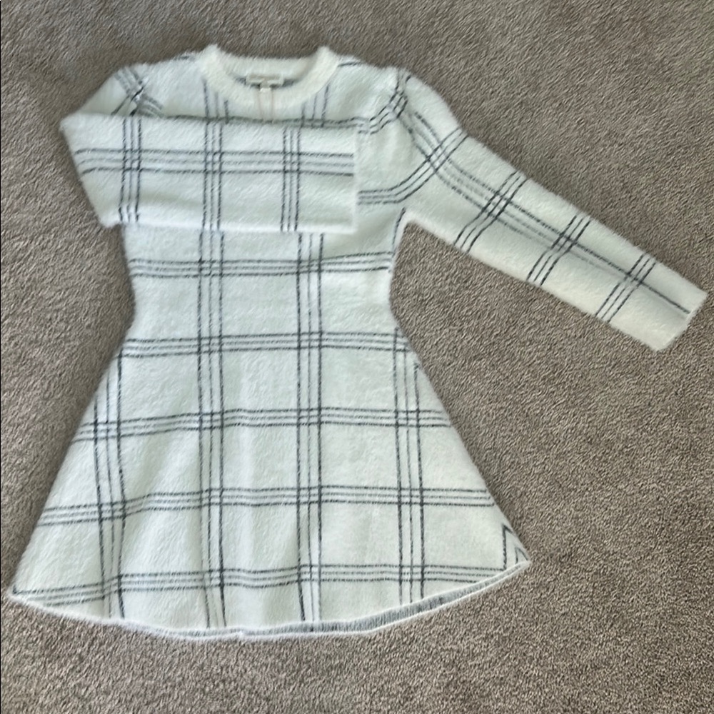 Chelsea & Violet Girls Plaid Black and White Dress